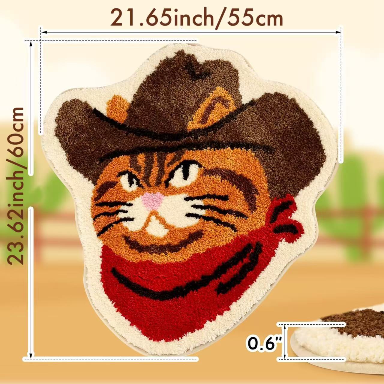 Western Cawboy-cat Bathroom Mat