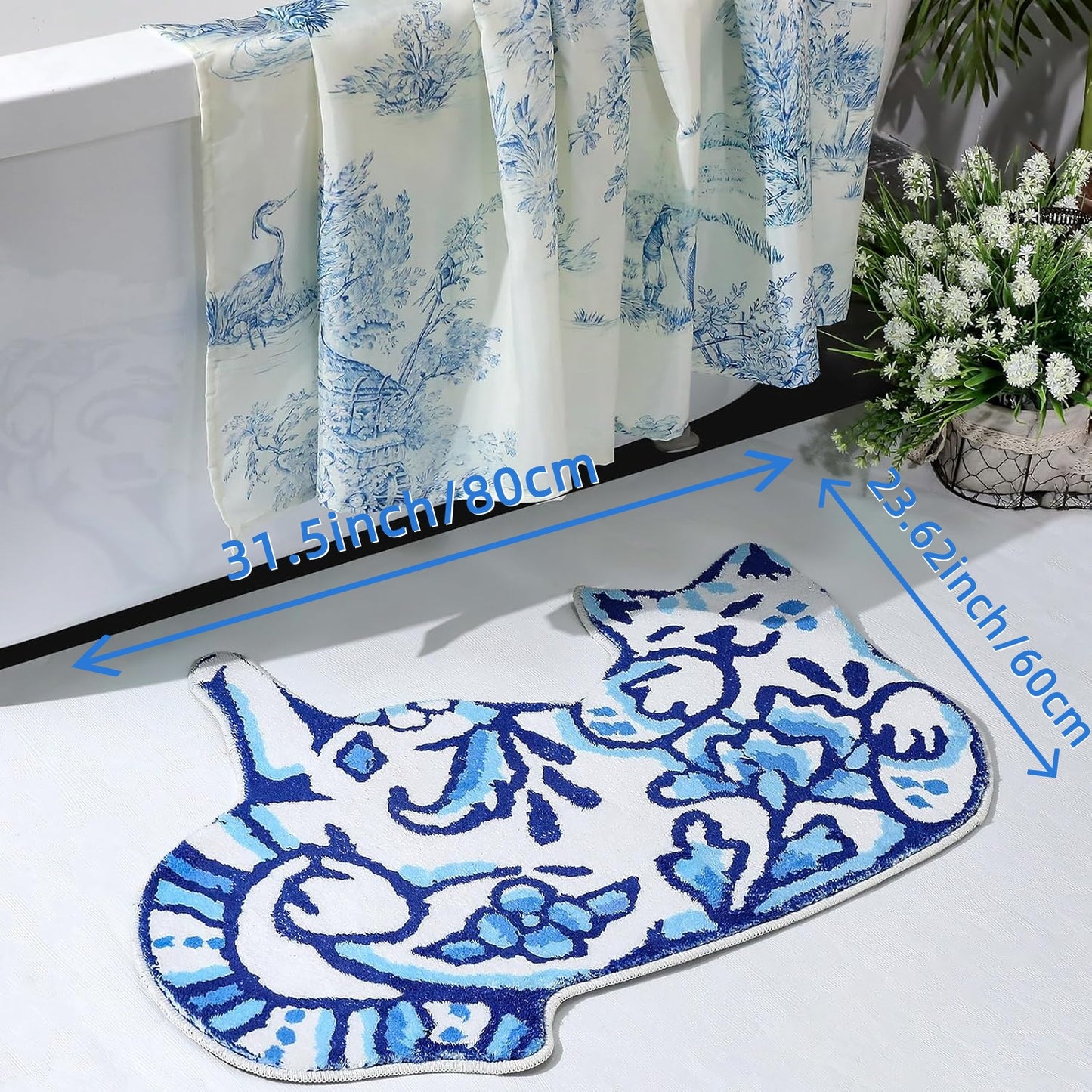 Delft Cat Bathroom Mat