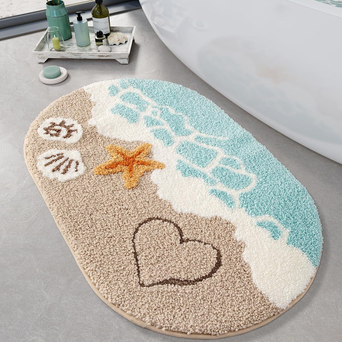 Ocean Beach Shower Bath Rug