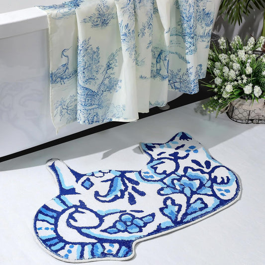Delft Cat Bathroom Mat