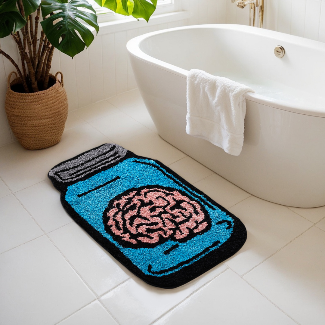 Blue Brain Bathroom Shower Rugs