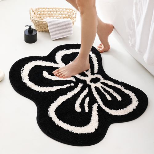 Black Bowknot Bath Mat