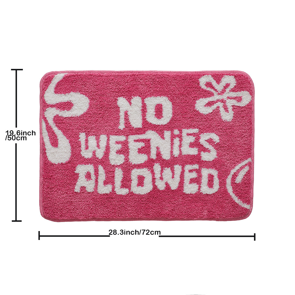 pink no weenies allowed bathroom mat