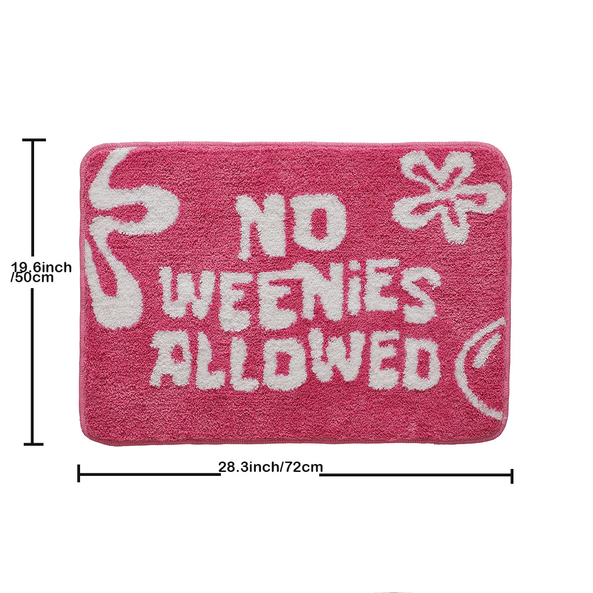 pink no weenies allowed bathroom mat