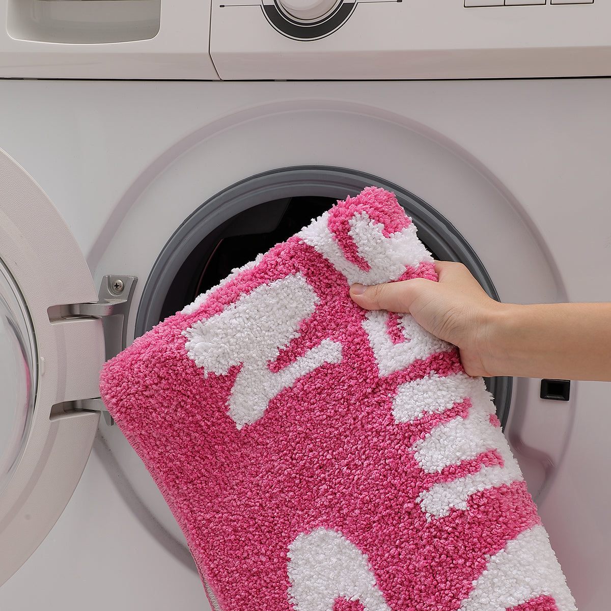 pink no weenies allowed bathroom mat