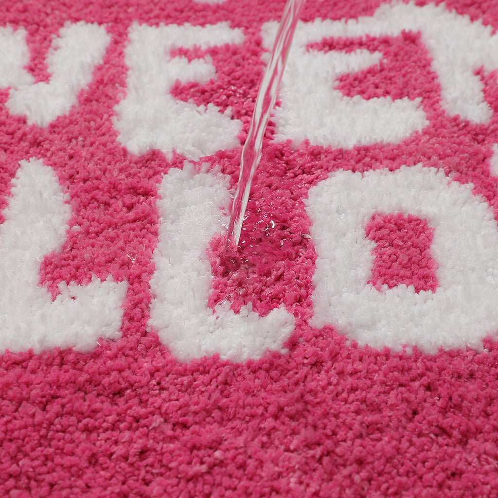 pink no weenies allowed bathroom mat