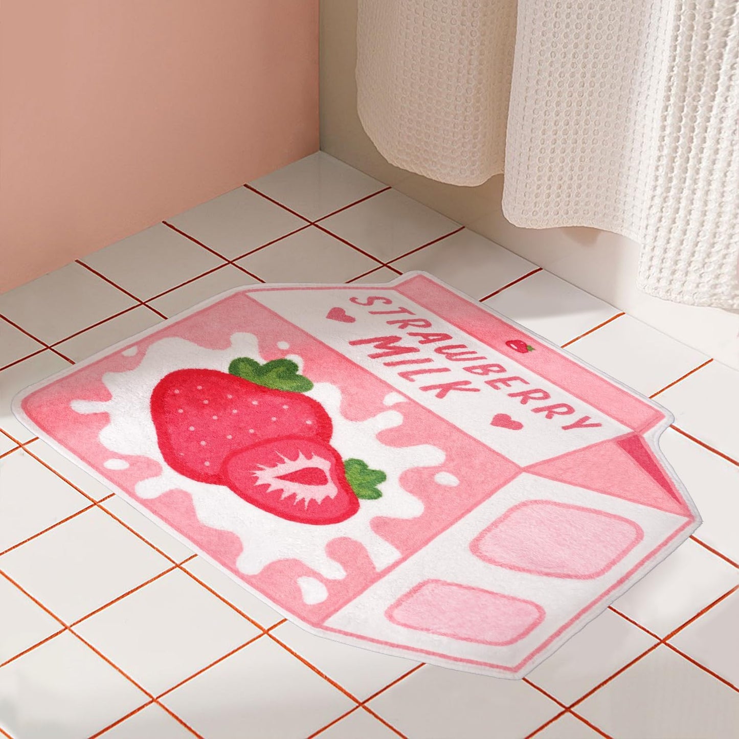 Milk Strawberry Bathroom Mat