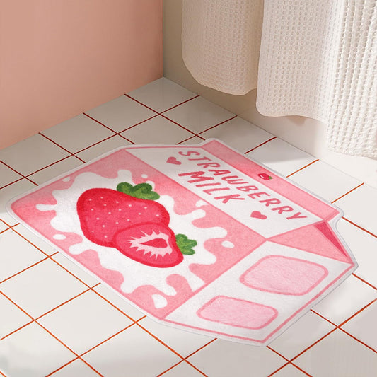 Milk Strawberry Bathroom Mat