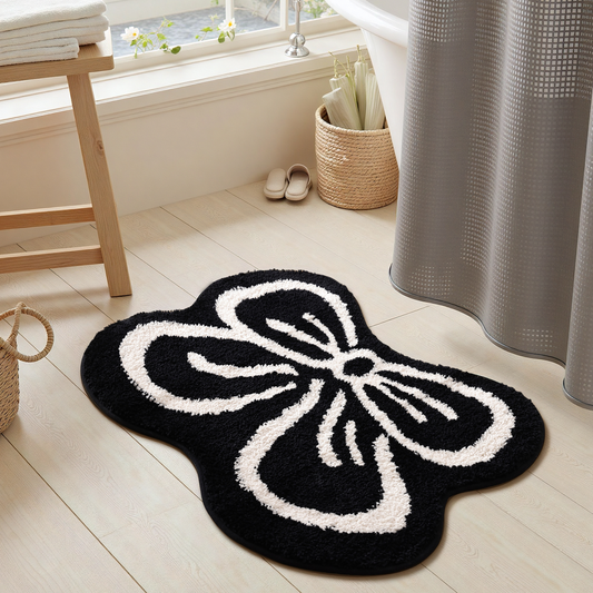 Black Bowknot Bath Mat