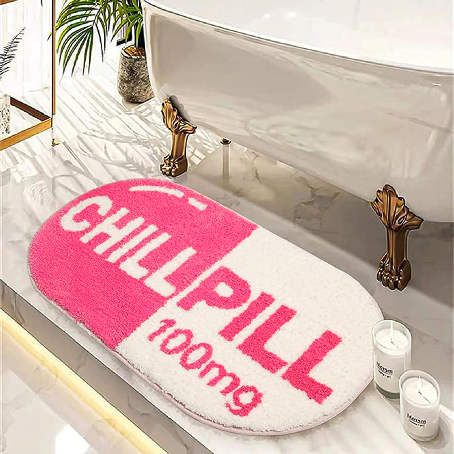 Pink Chill Pill Bathroom Mat