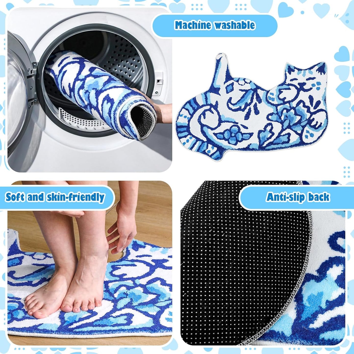 Delft Cat Bathroom Mat