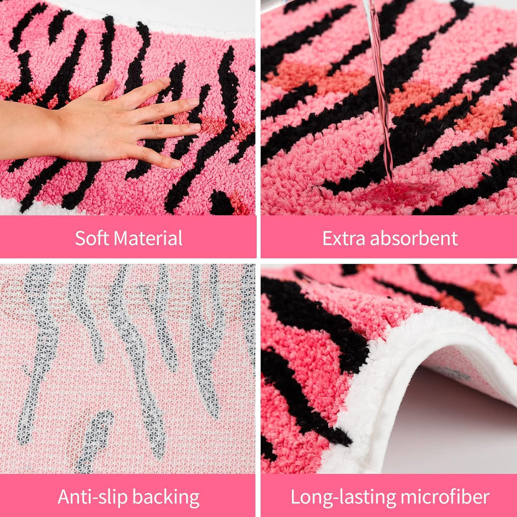 Pink & Tiger Bath Mat
