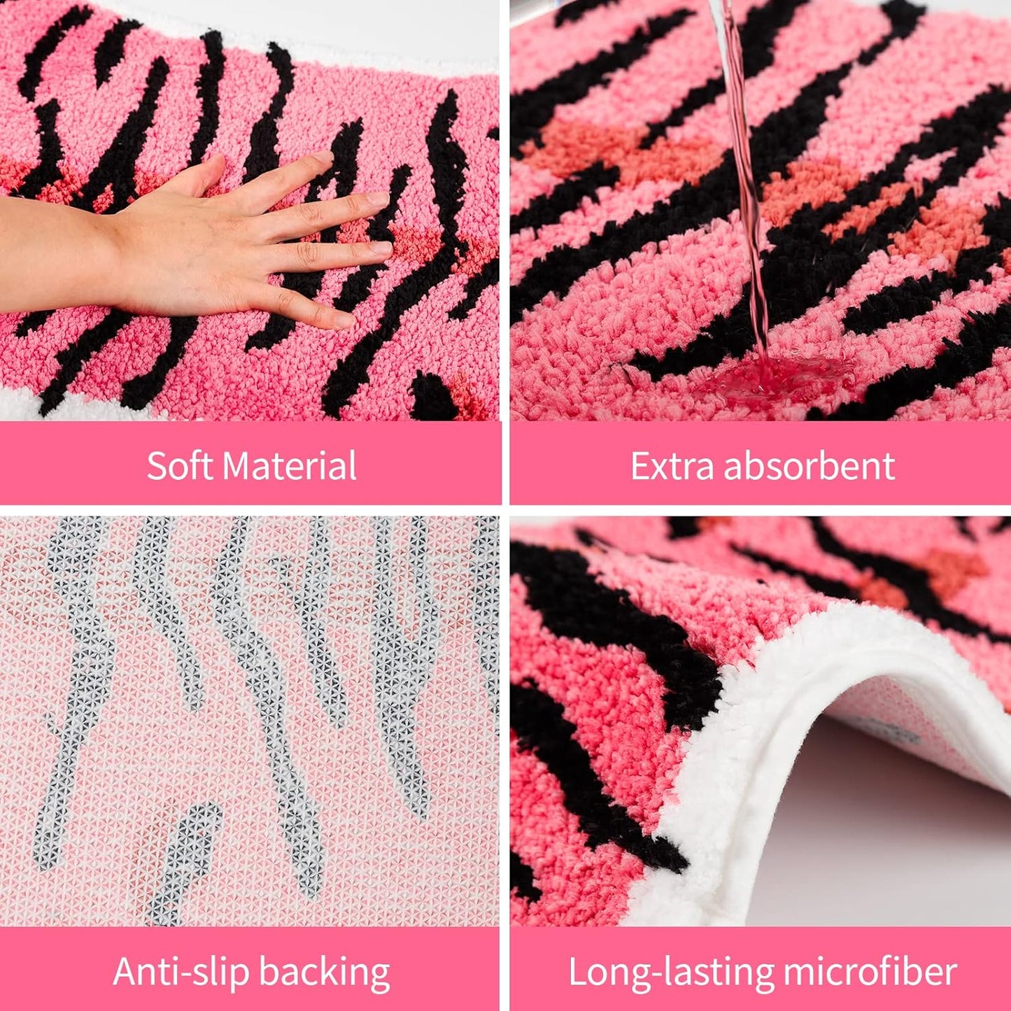 Pink & Tiger Bath Mat