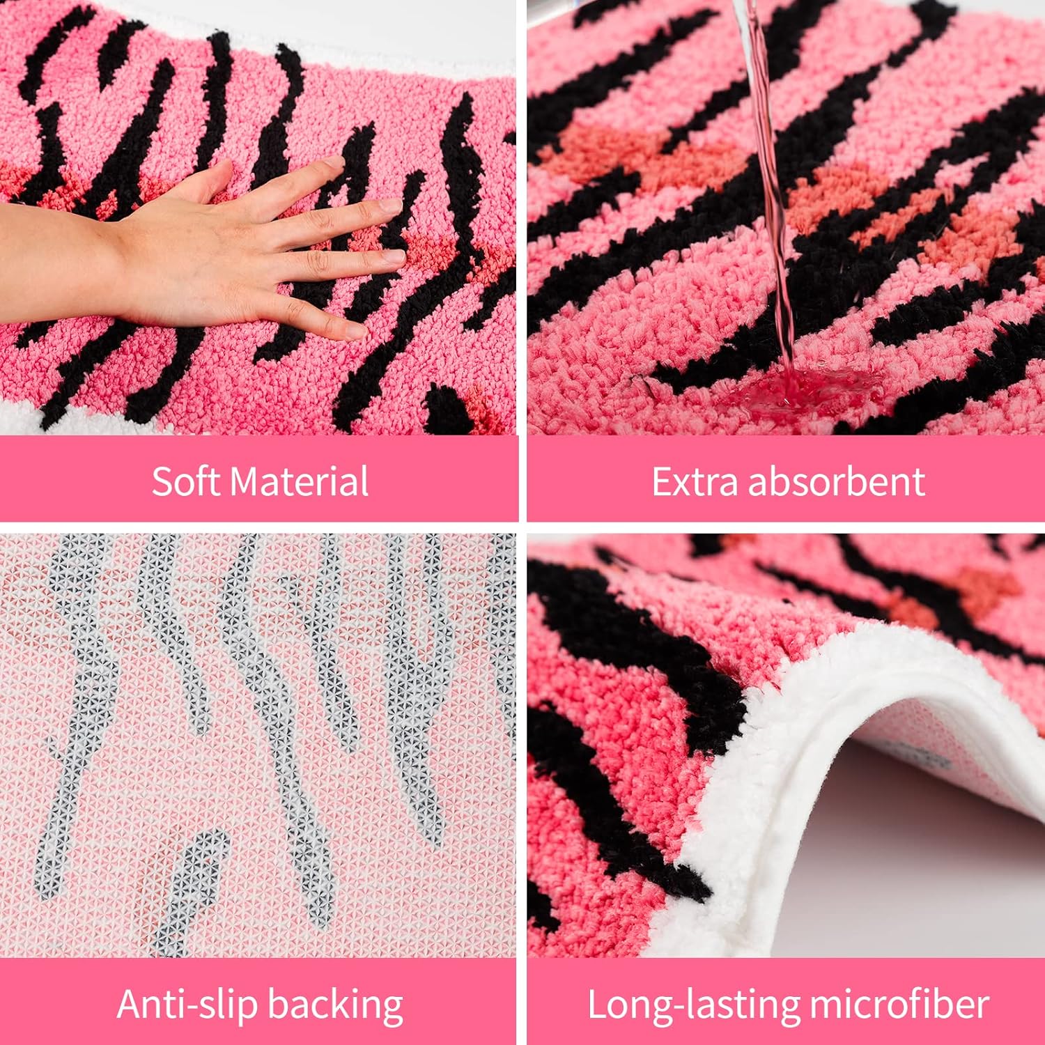 Pink & Tiger Bath Mat