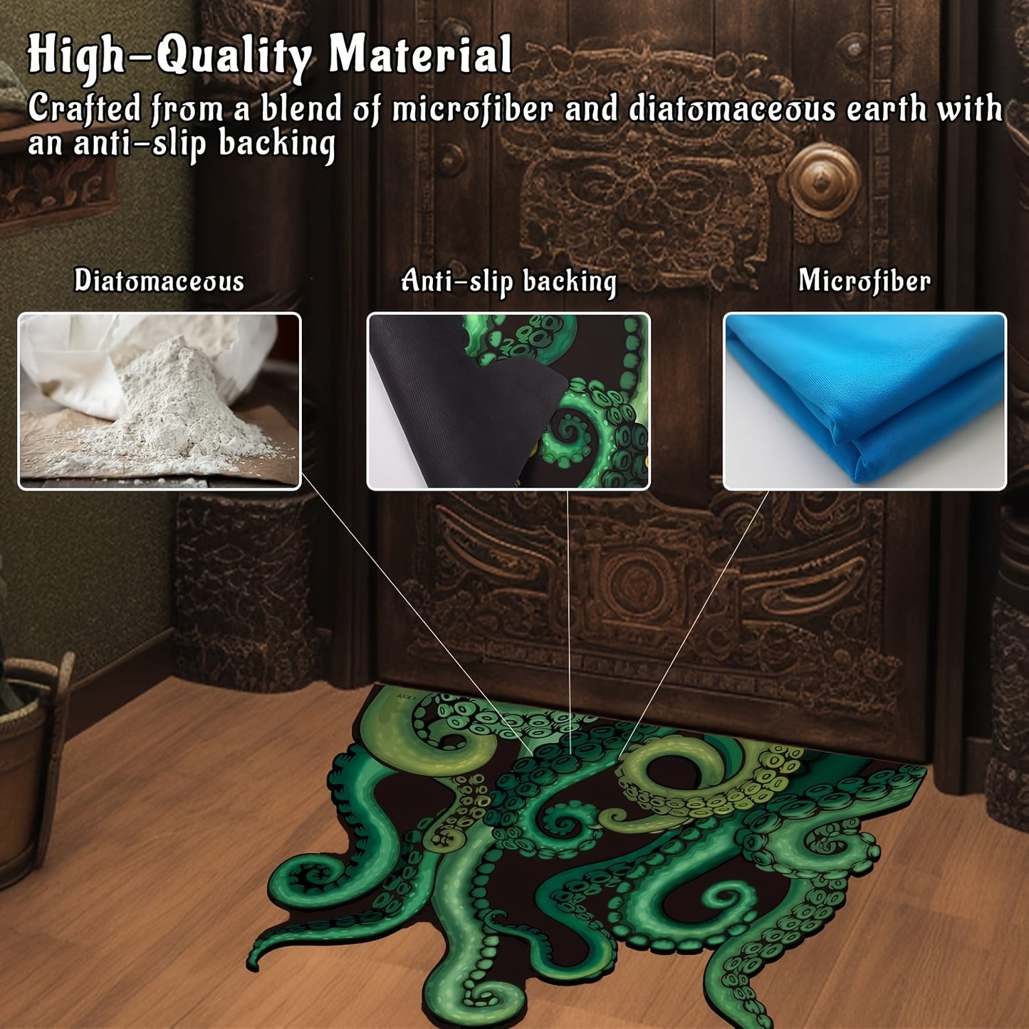 Green Octopus Bath Mat