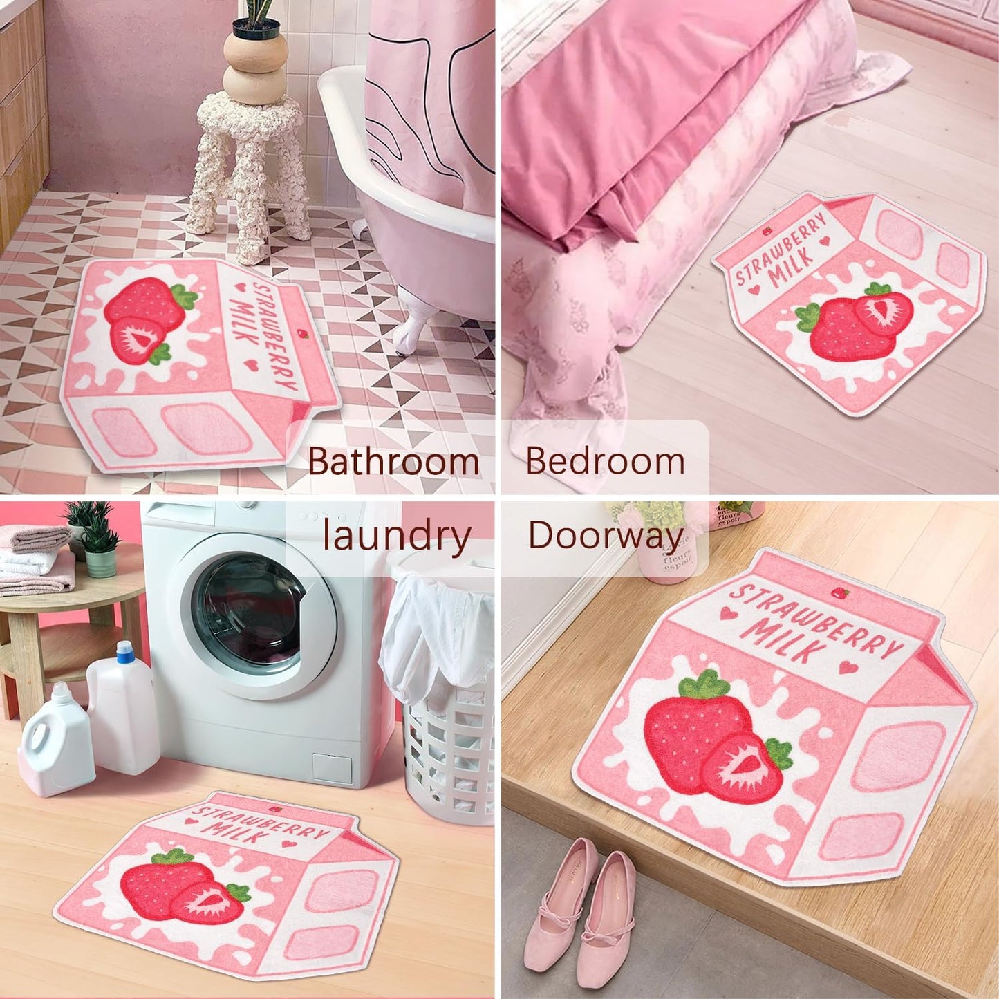 Milk Strawberry Bathroom Mat