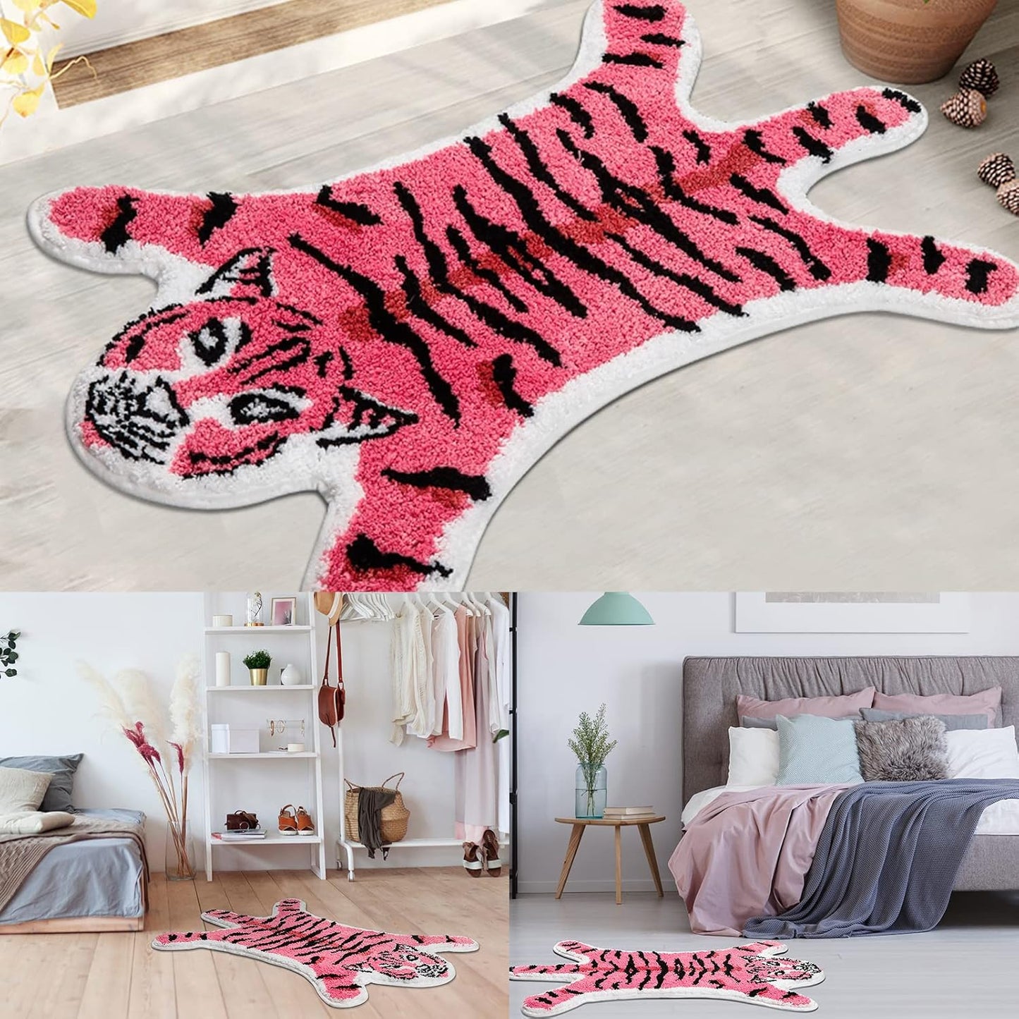 Pink & Tiger Bath Mat
