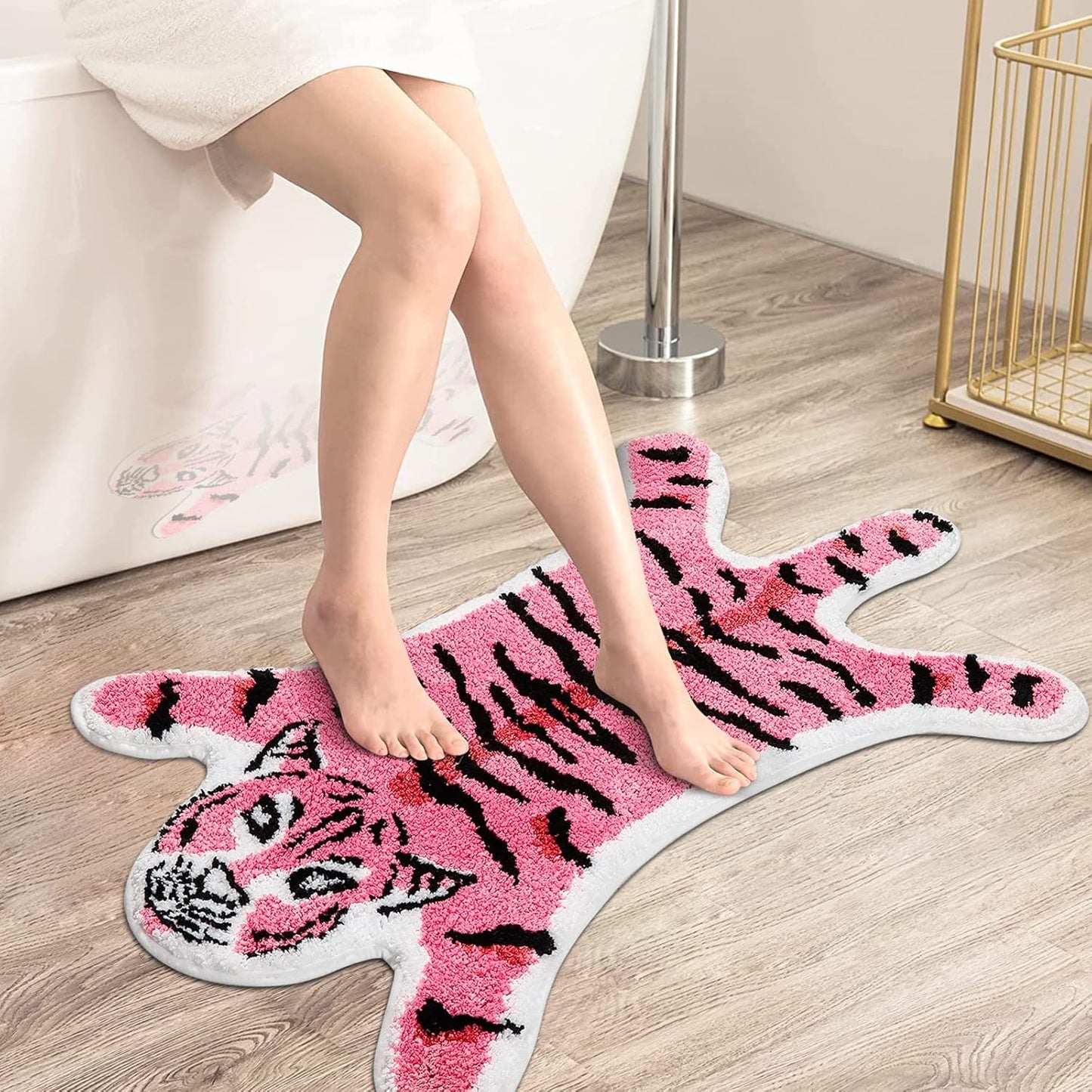Pink & Tiger Bath Mat