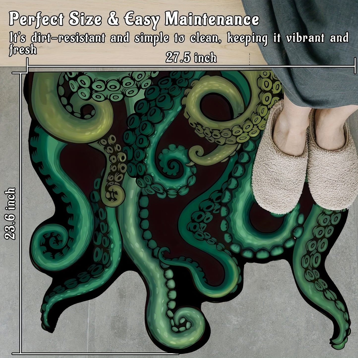 Green Octopus Bath Mat