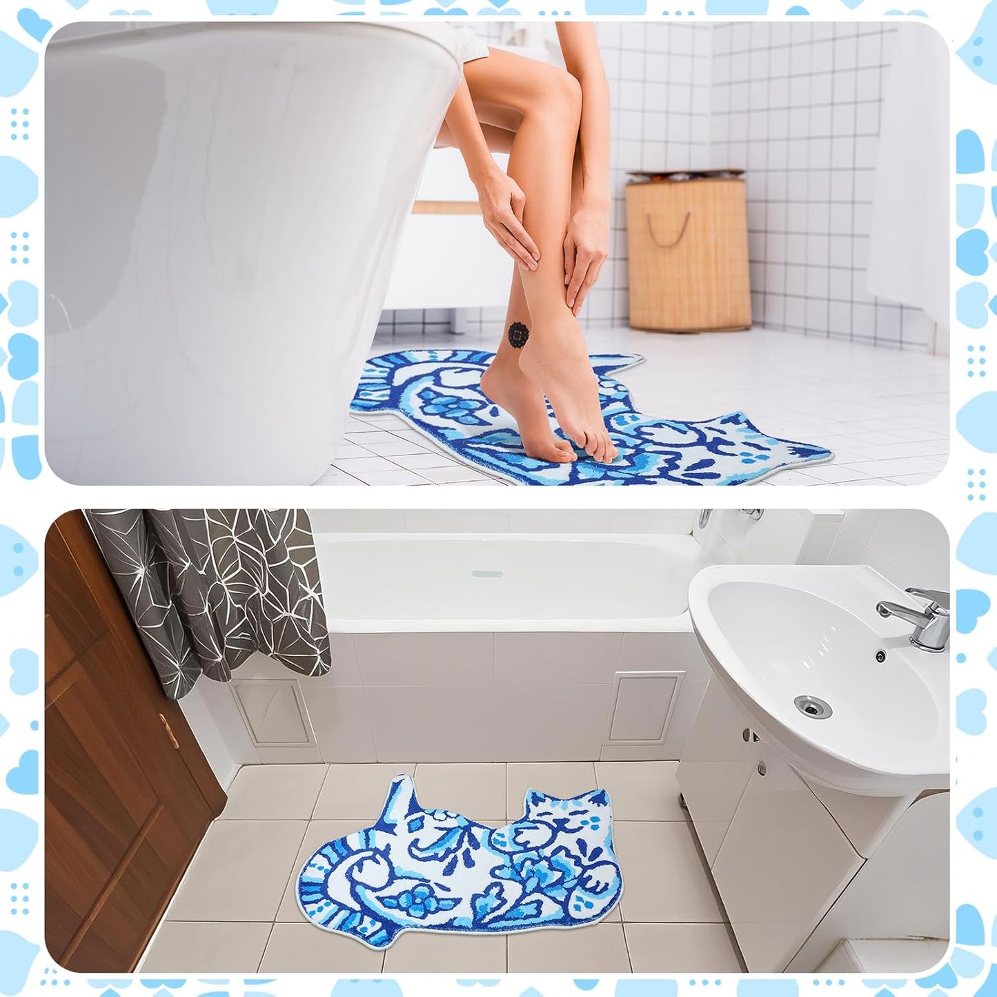 Delft Cat Bathroom Mat