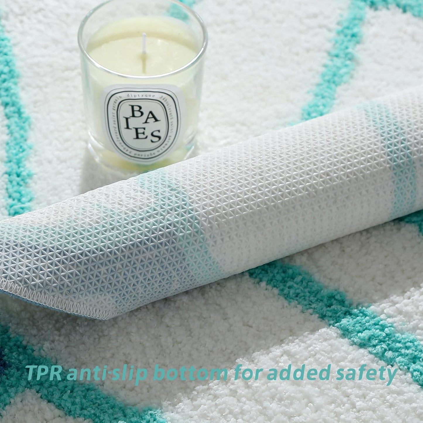 Blue Seashell Ocean Theme Bathroom Rug