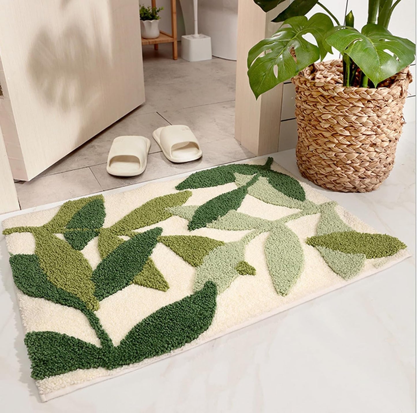 Leave Plant Bath Mat