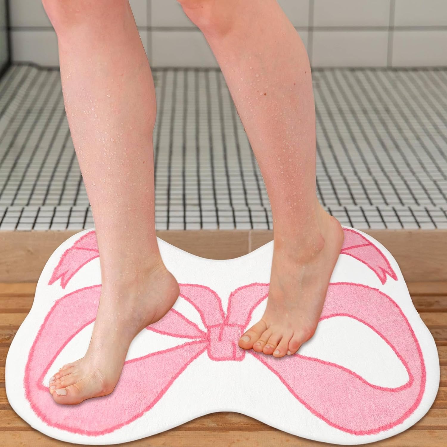 Cute Funny Pink Bowknot Bath Mat