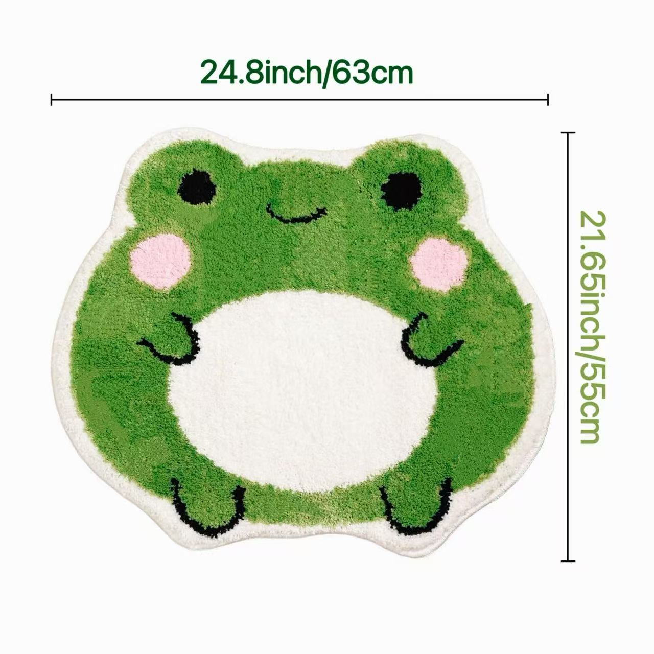 Cute Non Slip Frog Bath Rug, Luxury Absorbent Shaggy Shower Rug, Fun Animal Shaped Washable Bathroom Decor