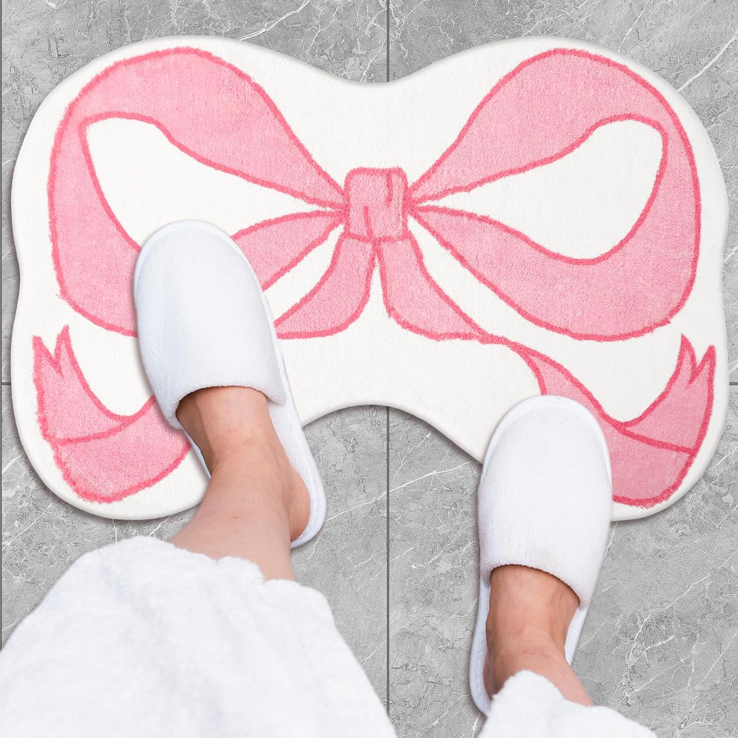 Cute Funny Pink Bowknot Bath Mat