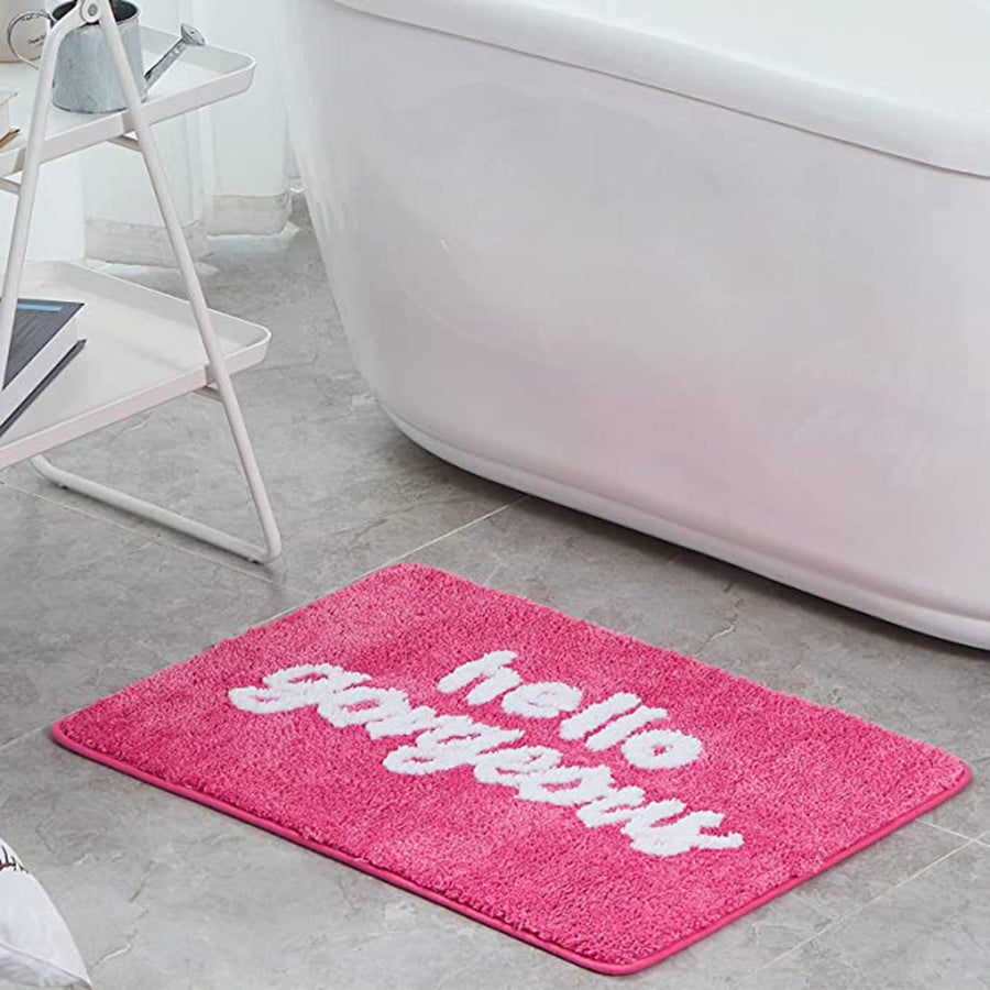 Hello gorgeous pink anti slip fluffy bath mat