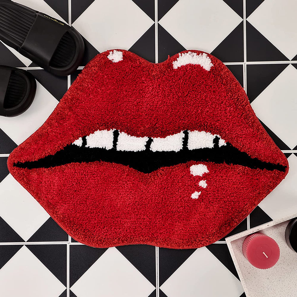 Lip Red Color Sexy Anti slip Bath Mat