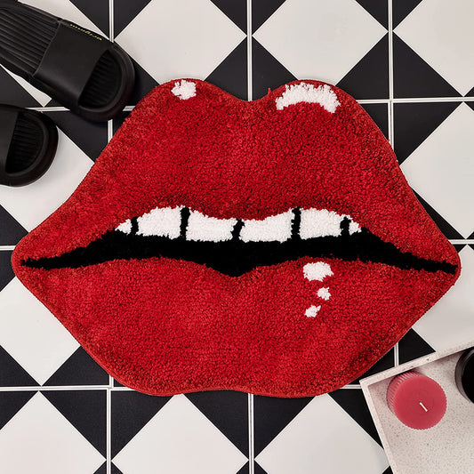 Lip Red Color Sexy Anti slip Bath Mat