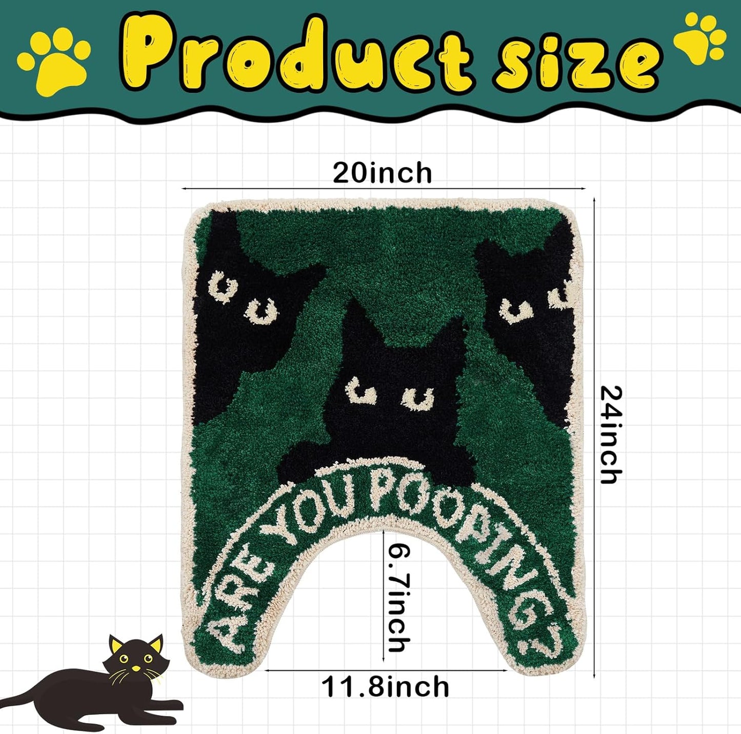 Black Cat U Shape Bath Mat