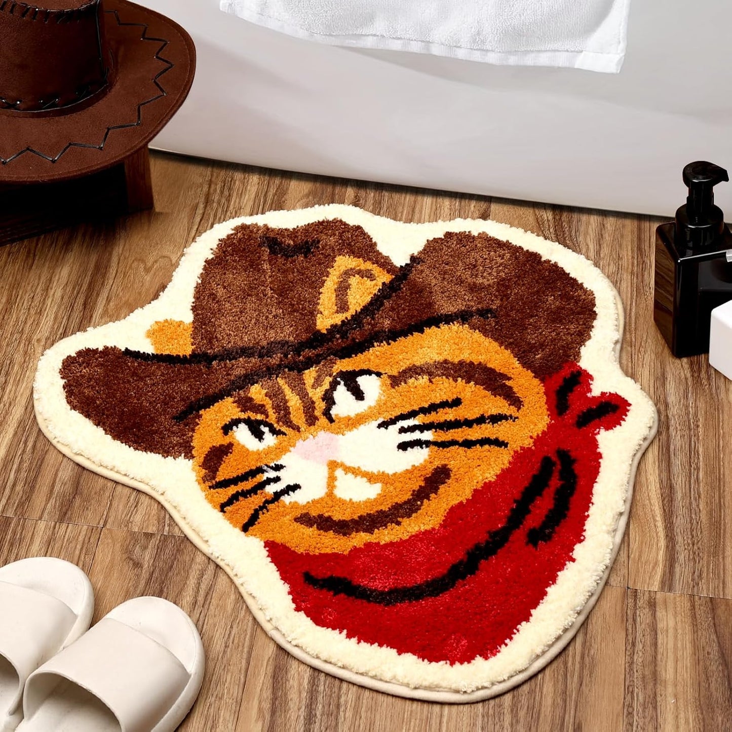Western Cawboy-cat Bathroom Mat