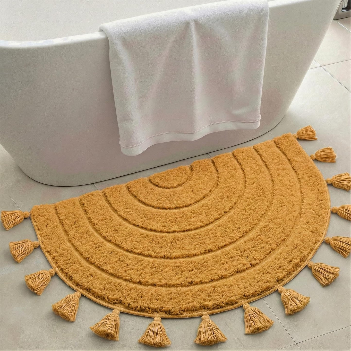 Half Circle Boho Bathroom Rugs Beautiful Boho Rug with Tassels