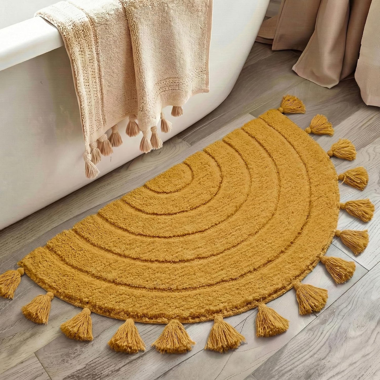 Half Circle Boho Bathroom Rugs Beautiful Boho Rug with Tassels