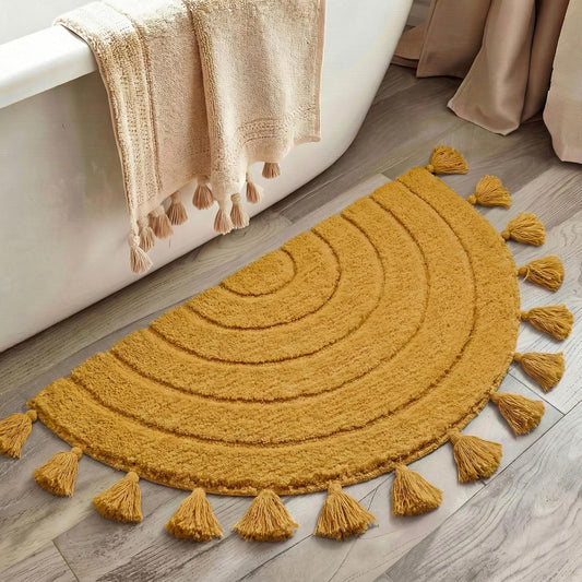 Half Circle Boho Bathroom Rugs Beautiful Boho Rug with Tassels