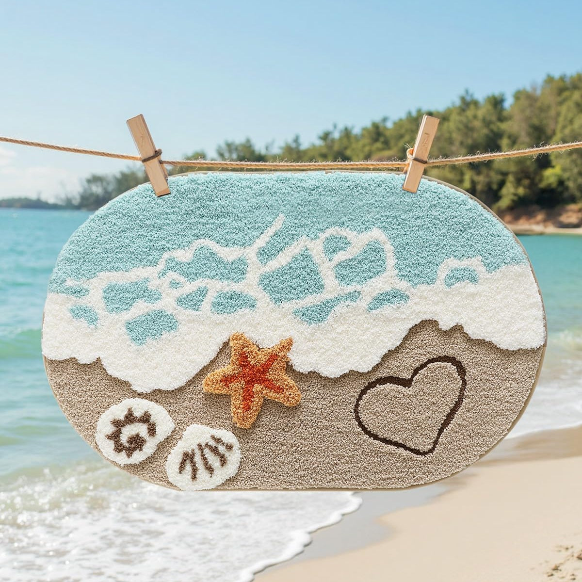 Ocean Beach Shower Bath Rug