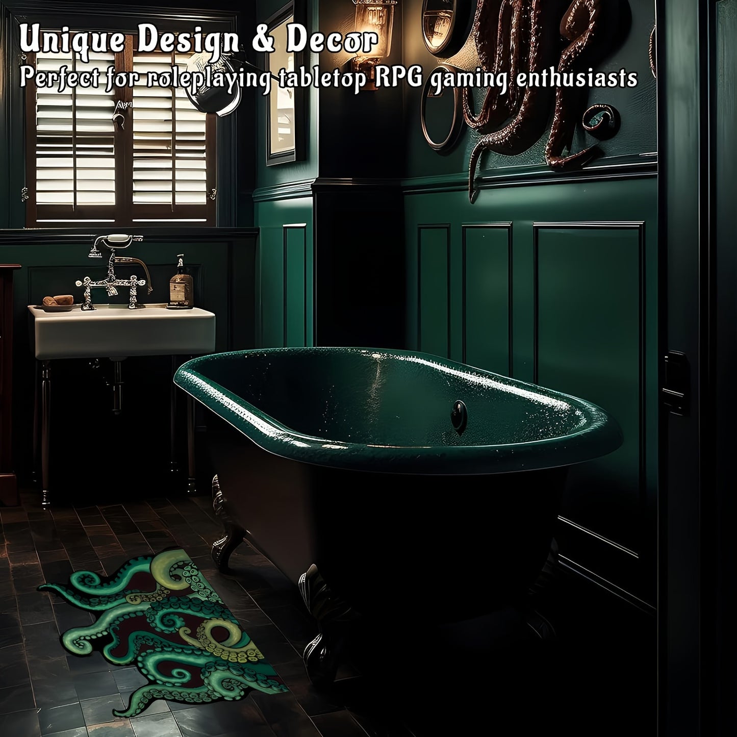 Green Octopus Bath Mat