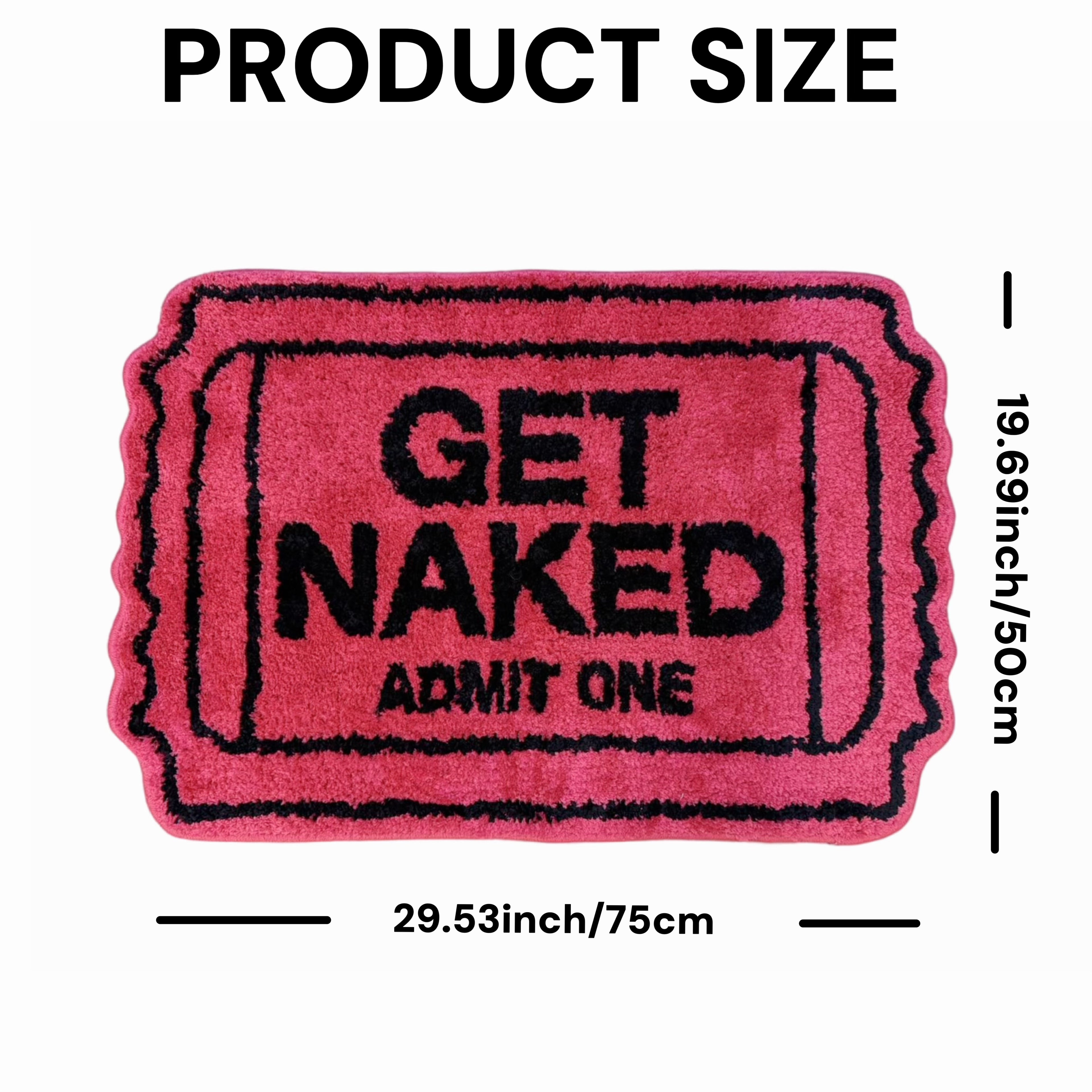 Get Naked Funny Cute Pink Ticket Bathroom Mat